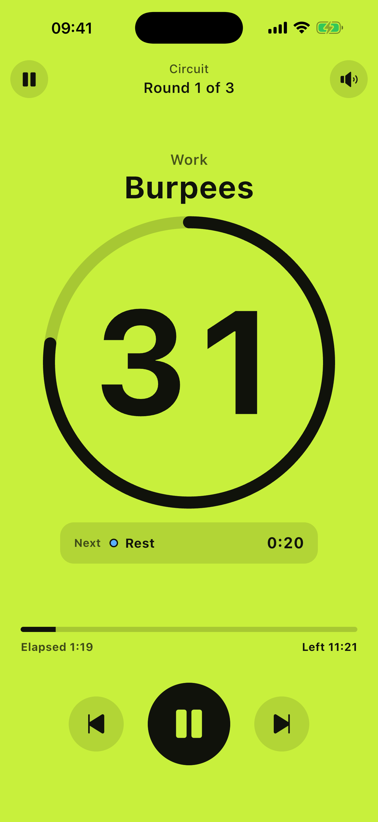 FitTimer workout screen